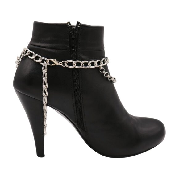 Women Silver Metal Boot Chain Bracelet Shoe Anklet Ethnic Drop Charm Red 2PCS - Picture 11 of 17